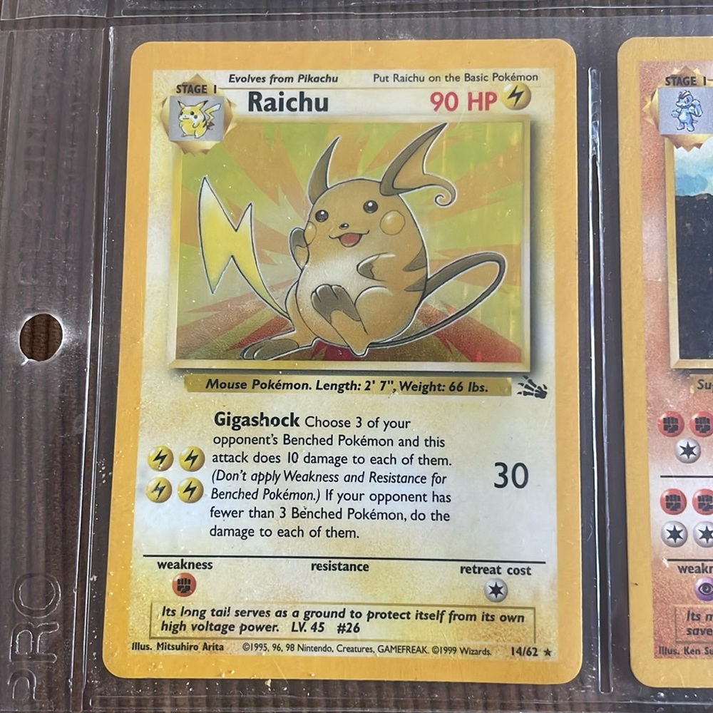 Pokémon Raichu 90 HP LV.45 #26 14/62 Stage 1
